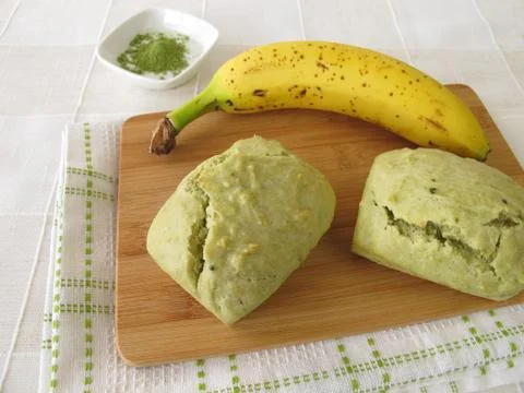 Matcha banana bread Stock Photos