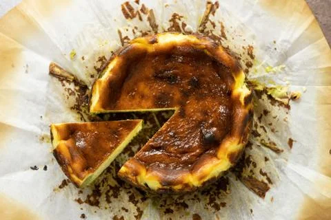 Matcha basque burnt cheesecake Stock Photos