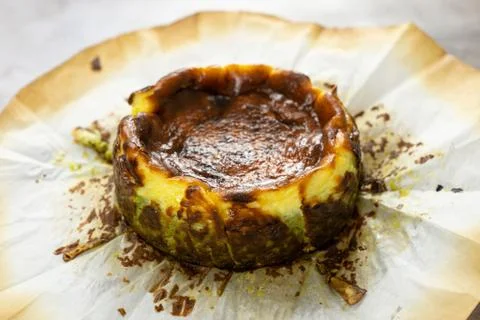 Matcha basque burnt cheesecake Stock Photos