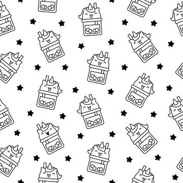 Matcha bubble tea. Coloring Page. Stock Illustration