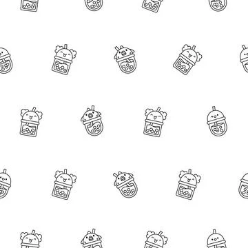 Matcha bubble tea. Coloring Page. Stock Illustration