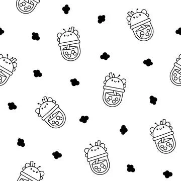 Matcha bubble tea. Coloring Page. Stock Illustration