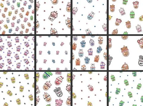 Matcha bubble tea. Seamless pattern. Stock Illustration