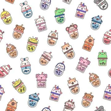 Matcha bubble tea. Seamless pattern. Stock Illustration