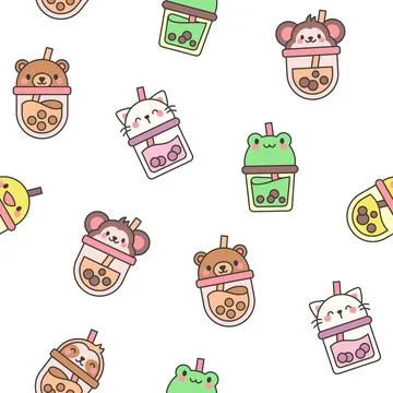 Matcha bubble tea. Seamless pattern. Stock Illustration