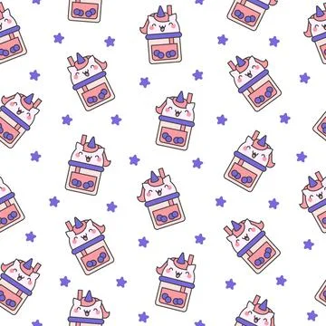 Matcha bubble tea. Seamless pattern. Stock Illustration