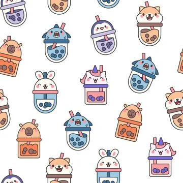 Matcha bubble tea. Seamless pattern. Stock Illustration