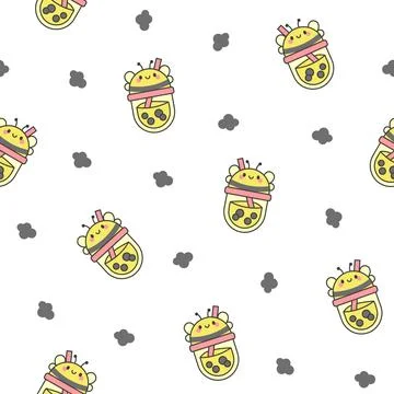 Matcha bubble tea. Seamless pattern. 스톡 일러스트