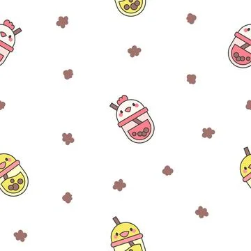 Matcha bubble tea. Seamless pattern. イラスト素材