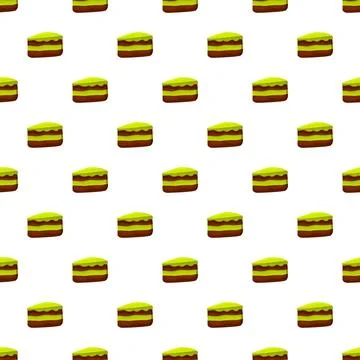 Matcha cake slice repeating pattern on white background Illustrazione stock