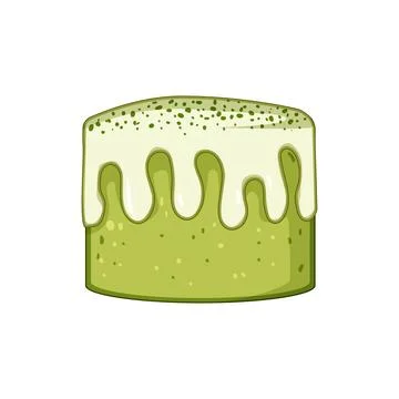 Matcha dessert cake having green powder and melting icing Stock Illustration