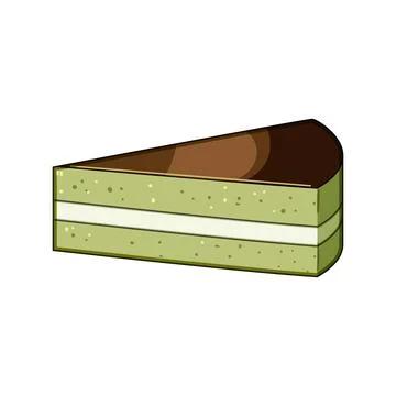 Matcha dessert cake slice with creamy filling Stock Illustration