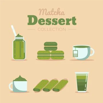 Matcha dessert collection concept Stock Illustration