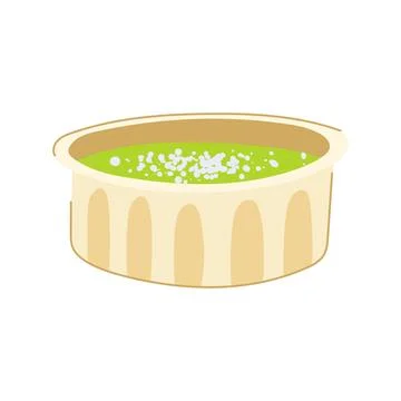 Matcha dessert serving in small individual bowl Stock Illustration
