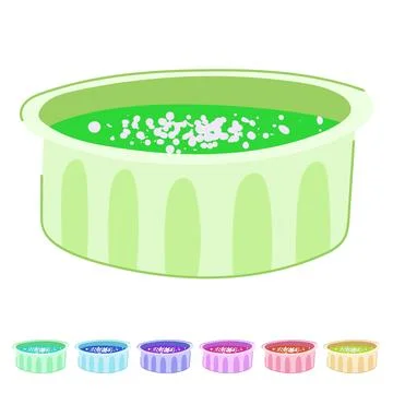 Matcha dessert serving in small individual bowl graphic Stock Illustration