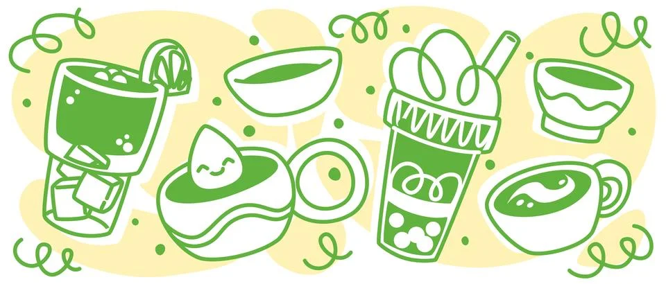 Matcha drinks illustration Stock Illustration