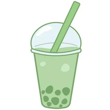 Matcha Green Tea Bubble Tea Illustration in Flat Vector Style Stock-Illustration