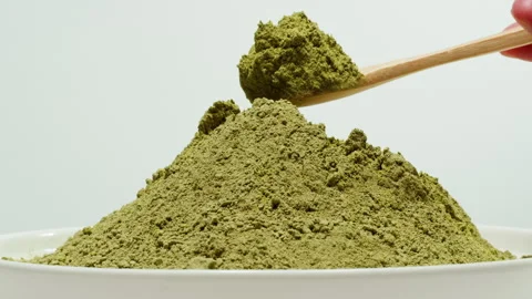 Matcha green tea cooking process, japanese powder green tea in a bowl with Stock Footage 309623693
