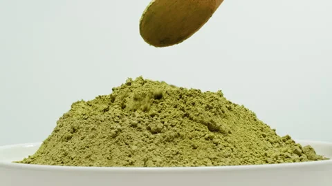Matcha green tea cooking process, japanese powder green tea in a bowl with Stock Footage 309624219