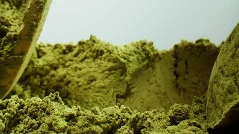 Matcha green tea cooking process, japanese powder green tea in a bowl with Stock Footage 309626708