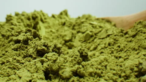 Matcha green tea cooking process, japanese powder green tea in a bowl with Stock Footage 309638959
