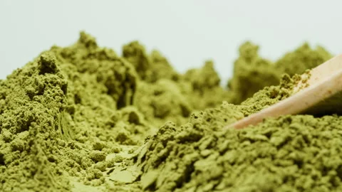 Matcha green tea cooking process, japanese powder green tea in a bowl with Stock Footage 309645339