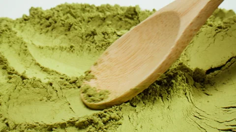 Matcha green tea cooking process, japanese powder green tea in a bowl with Stock Footage 309645589