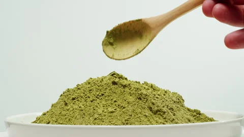 Matcha green tea cooking process, japanese powder green tea in a bowl with Stock Footage 309645792