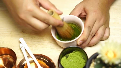 Matcha Green Tea Stock Footage 127294818