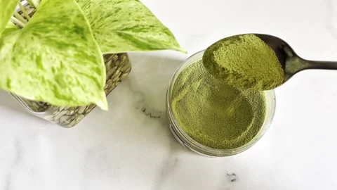 Matcha green tea making process Stock Footage 328571827
