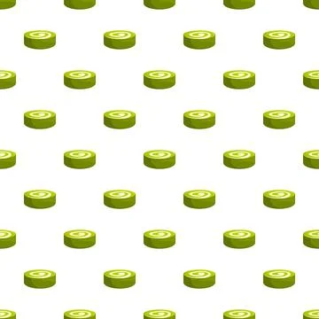 Matcha green tea roll cake dessert pattern Stock Illustration