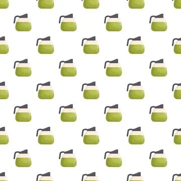 Matcha green tea teapots seamless pattern Stock Illustration