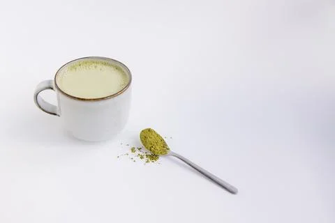 Matcha green tea on white background tea ceremony Stock-Fotos