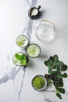 Matcha iced latte Stock Photos
