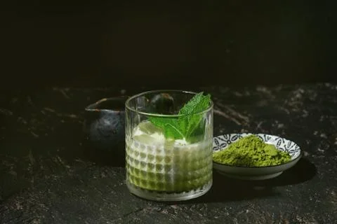 Matcha iced latte Stock Photos