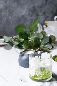 Matcha iced latte Stock Photos