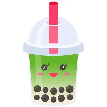 Matcha latte, Bubble tea vector illustration Stock Illustration
