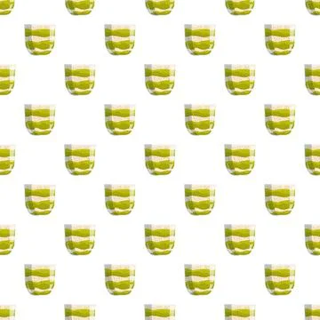 Matcha latte coffee tea cups seamless pattern Stock Illustration