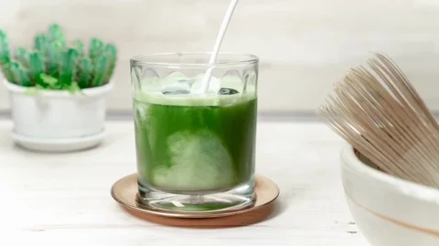 Matcha Latte Tea Stock Footage 127269646