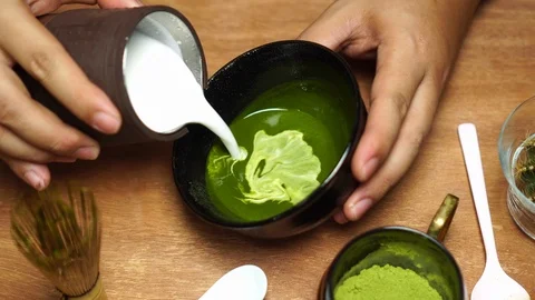 Matcha Latte Tea Stock Footage 127294528