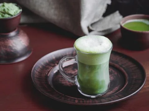 Matcha latte tea Stock Photos