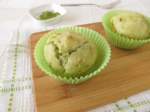 Matcha muffins Stock-Fotos