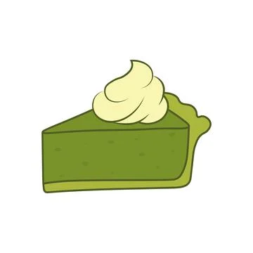 Matcha pie slice.Doodle vector illustration. Isolated on a white background 스톡 일러스트