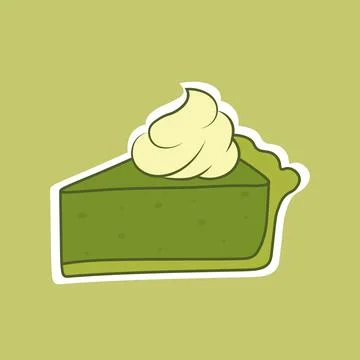 Matcha pie slice.Doodle vector illustration. Isolated on a white background 스톡 일러스트