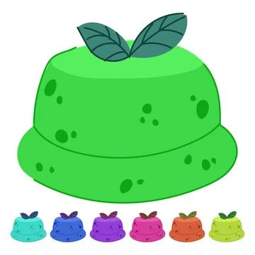 Matcha pudding dessert with mint leaves graphic Stock Illustration