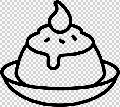 Matcha pudding in outline icon style, japanese food theme. Stock Illustration