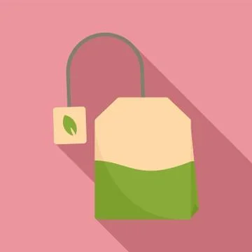 Matcha tea bag icon, flat style Stock Illustration