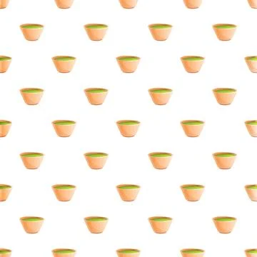 Matcha tea bowl seamless pattern repeating background 스톡 일러스트