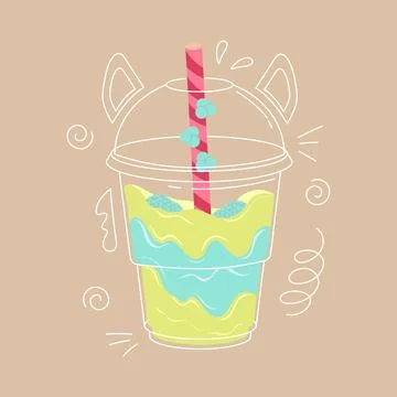 Matcha tea bubble milk tea or milk cocktail. Stock Illustration