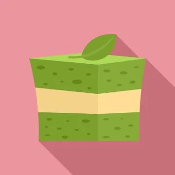 Matcha tea cheesecake icon, flat style Stock Illustration